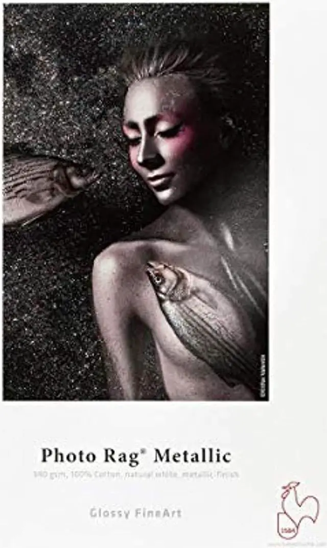 Main image of hahnemuhle photorag metallic, 340gsm, fine art, natural white, hi-gloss inkjet paper