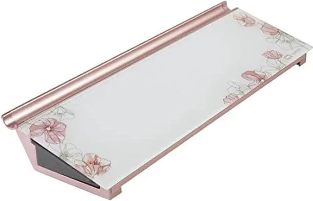 Main image of quartet glass desktop computer pad, 18" x 6", whiteboard, dry erase surface, floral (gdp186p)
