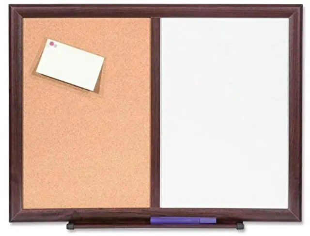 Alt view image 8 of 8 - Lorell Bulletin Board Combo Dry-Erase/Cork 24"x18" Mahogany Frame 84270