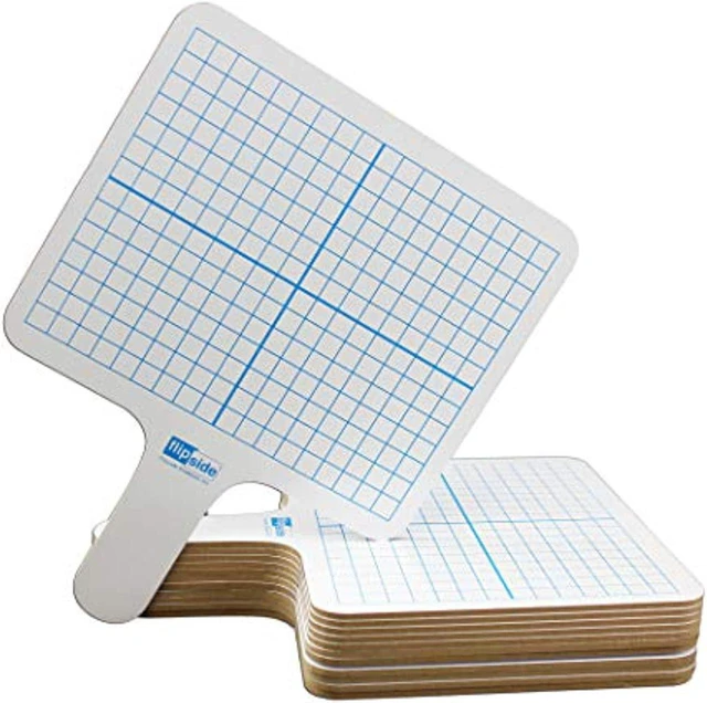 Main image of flipside two-sided (3/8" graph/blank) rectangular dry erase graphing paddles, class pack of 12