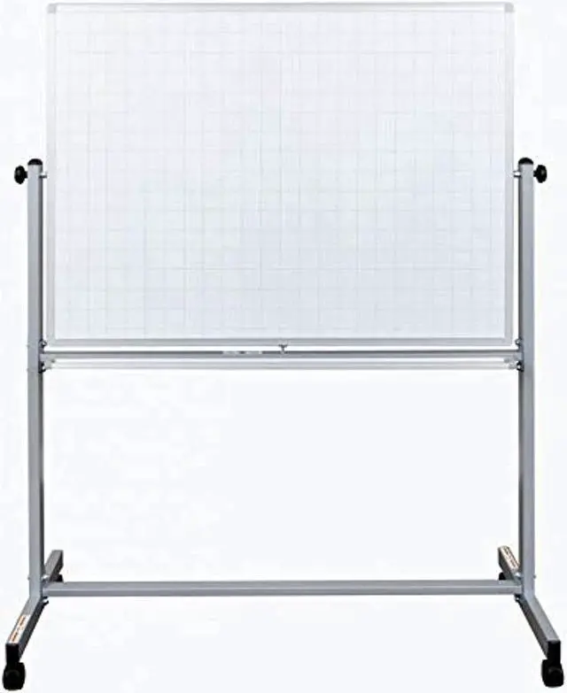 Alt view image 6 of 9 - Luxor 48" x 36" Mobile Magnetic Double-Sided Ghost Grid Whiteboard