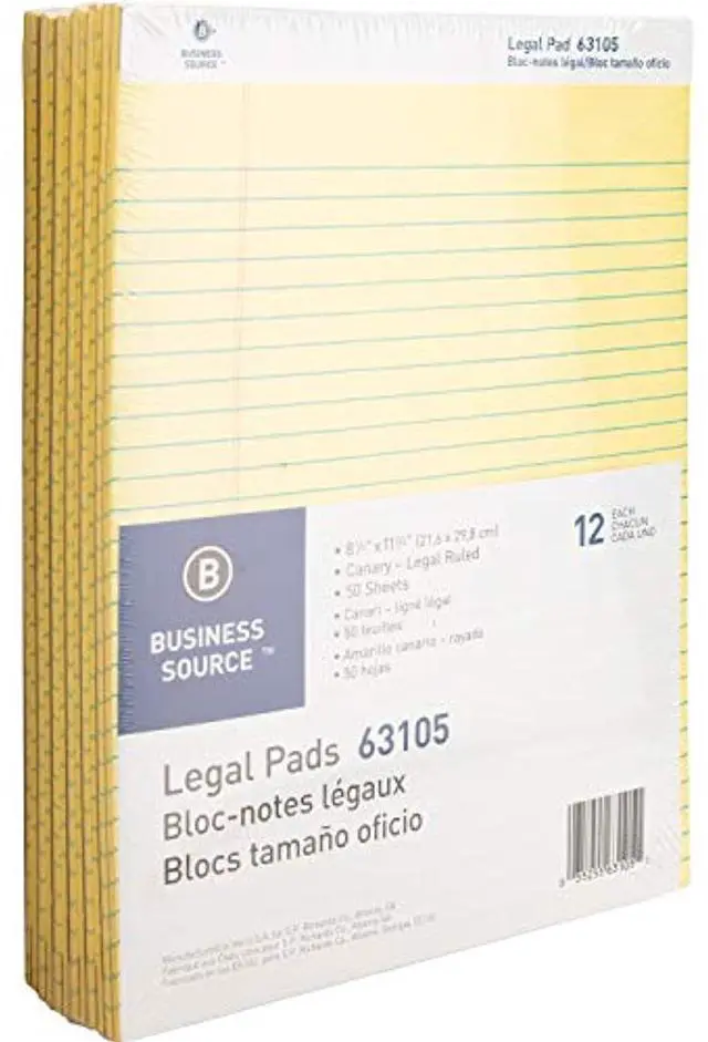 Alt view image 6 of 6 - Business Source Legal Pads Legal Ruled 50 Sht 8-1/2"x11-3/4" 12Pack CA 63105