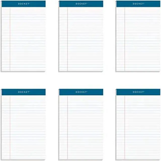 Alt view image 12 of 19 - TOPS Docket Ruled Perforated Pads 5 x 8 Narrow White 50 Sheets 6/Pack 63366