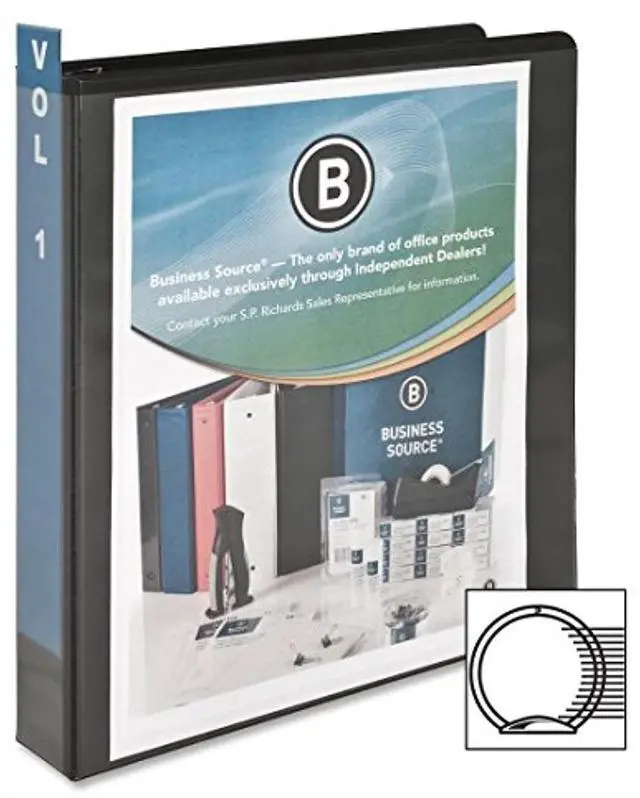 Alt view image 10 of 11 - Business Source View Binder w/ 2 Inside Pockets 1-1/2" Capacity Black 09954