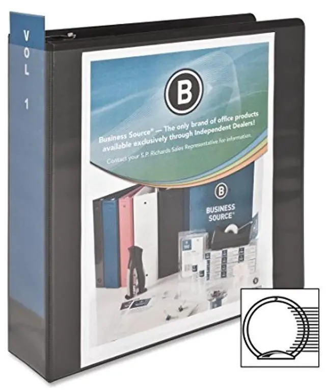Alt view image 10 of 12 - Business Source View Binder w/ 2 Inside Pockets 3" Capacity Black 09958