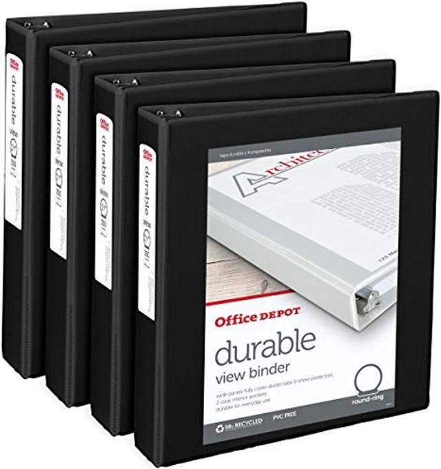office depot brand durable view 3-ring binder, 1 1/2" round rings, 49% black, pack of 4 Binders & Accessories - Newegg.com