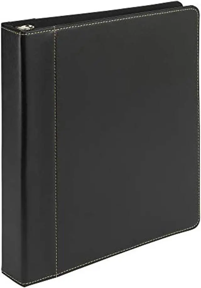 Alt view image 4 of 4 - Samsill 1" Contrast Stitch Leather 3 Ring Binder, Portfolio Organizer, 3 Ring Binder, (8.5 x 11), Holds 200 Sheets, Black