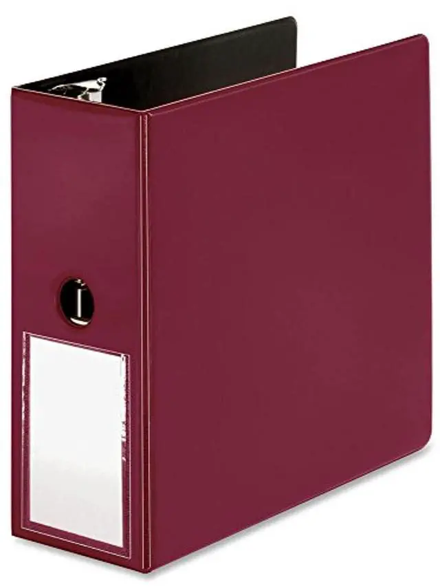 Alt view image 5 of 5 - Business Source Slanted D-Ring Binder w/LH 5" Burgundy 33122