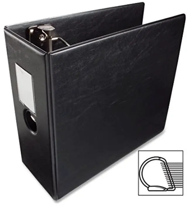 Alt view image 6 of 6 - Business Source D-Ring Binder w/Label Holder Hvy-Dty 5" Black 33121
