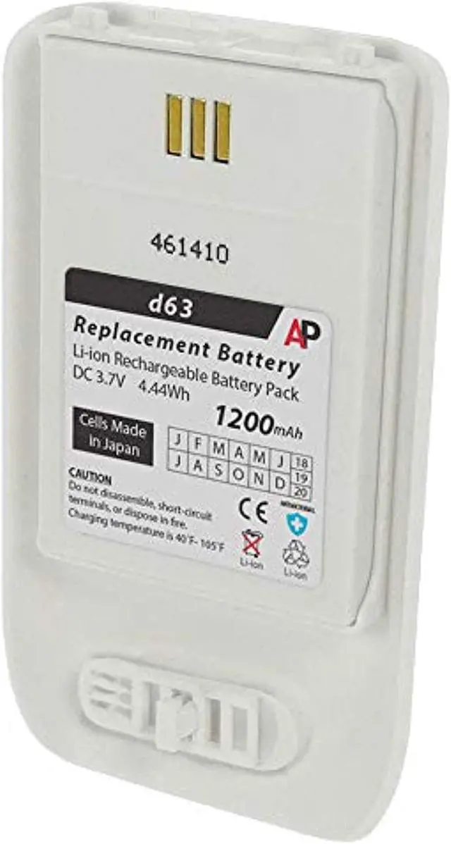 Alt view image 4 of 4 - Replacement Battery for Ascom d63 Phones. 1200 mAh (White)