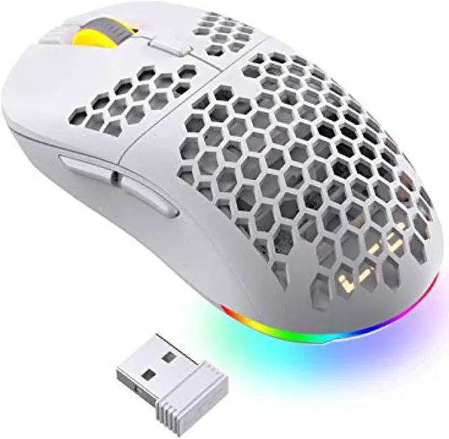 Alt view image 8 of 10 - LTC Mosh Pit 16,000 DPI RGB Wireless Ambidextrous Gaming Mouse with Lightweight Honeycomb Shell, Ergonomic Shape for Right or Left Hand Use, Comfortable 2.4G Mice for PC/Mac/Laptop, White