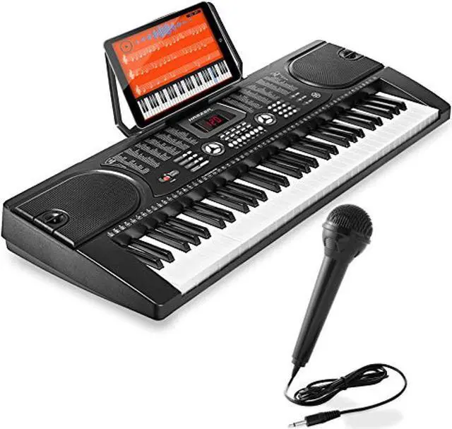 Alt view image 9 of 9 - Hamzer 61-Key Digital Music Piano Keyboard - Portable Electronic Musical Instrument - with Microphone and Sticker Sheet
