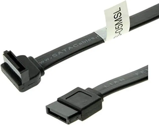 Alt view image 2 of 2 - 4in Black SATA Device Cable Straight to Left Angle