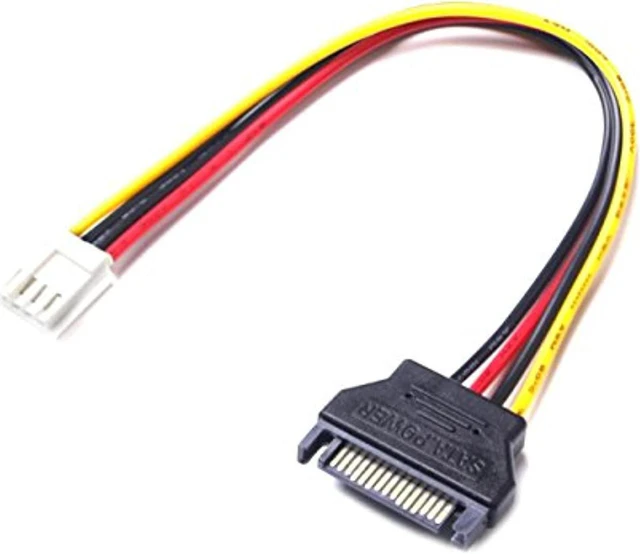 Main image of 2pcs 15pin sata male to 4pin floppy fdd female power converter adapter cable