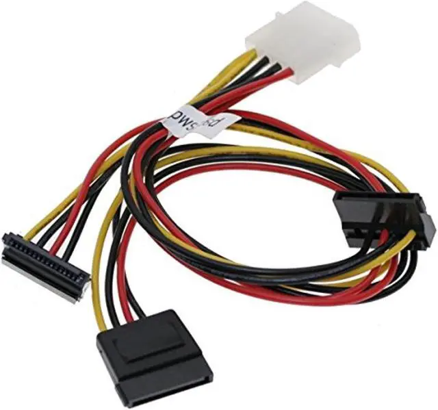Alt view image 2 of 2 - SATA Y Power Cable, Three SATA Power 15-pin Cable Adapter from One MOLEX 4-pin Power Input Plug