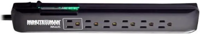Main image of minuteman mms664s slim line series surge protector, ac 120 v, 1.8 kw, 6 output connectors