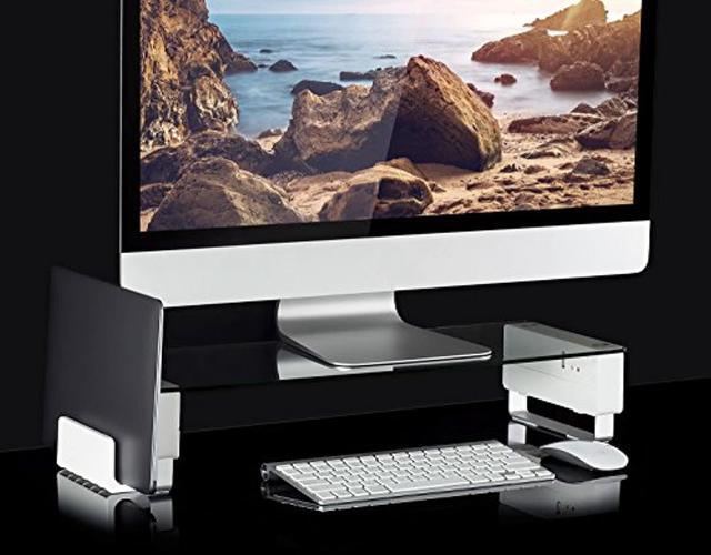 Alt view image 15 of 15 - Mount-It! Computer Monitor Stand with USB Desktop Riser | 32" Max Screen Size