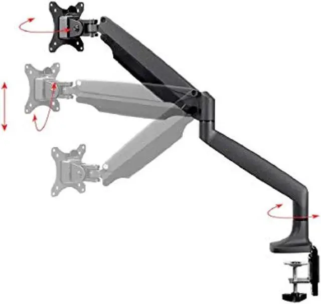 Alt view image 9 of 18 - Monoprice Smooth Full Motion Single Monitor Adjustable Gas Spring Desk Mount - Black For Large Screens, Supports Up To 34 inch Monitors, 19.8 LBS Display Weight - Workstream Collection