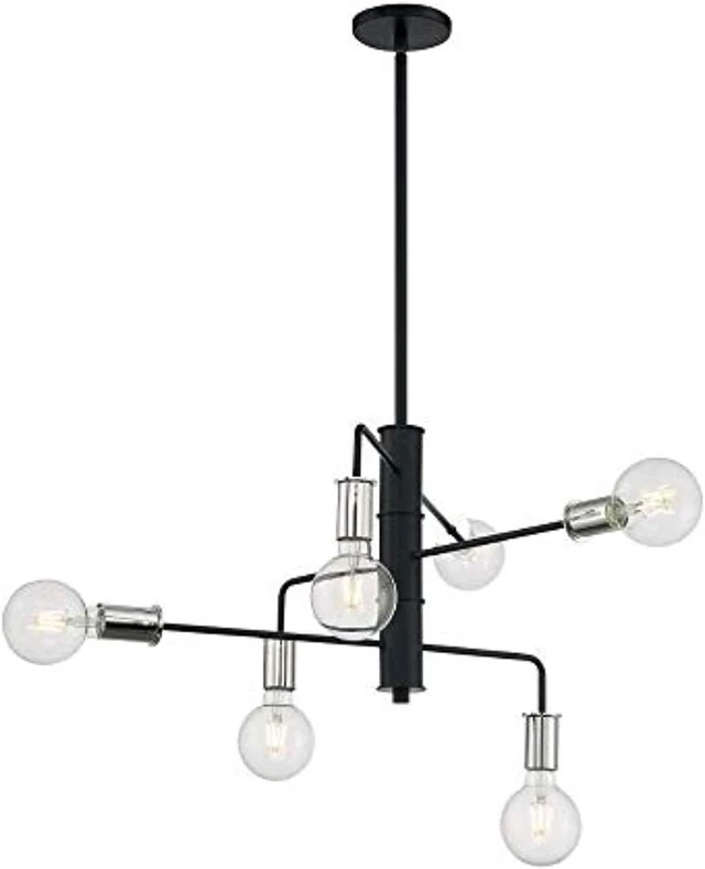 Main image of nuvo 60/7354 ryder 6 light chandelier fixture,black