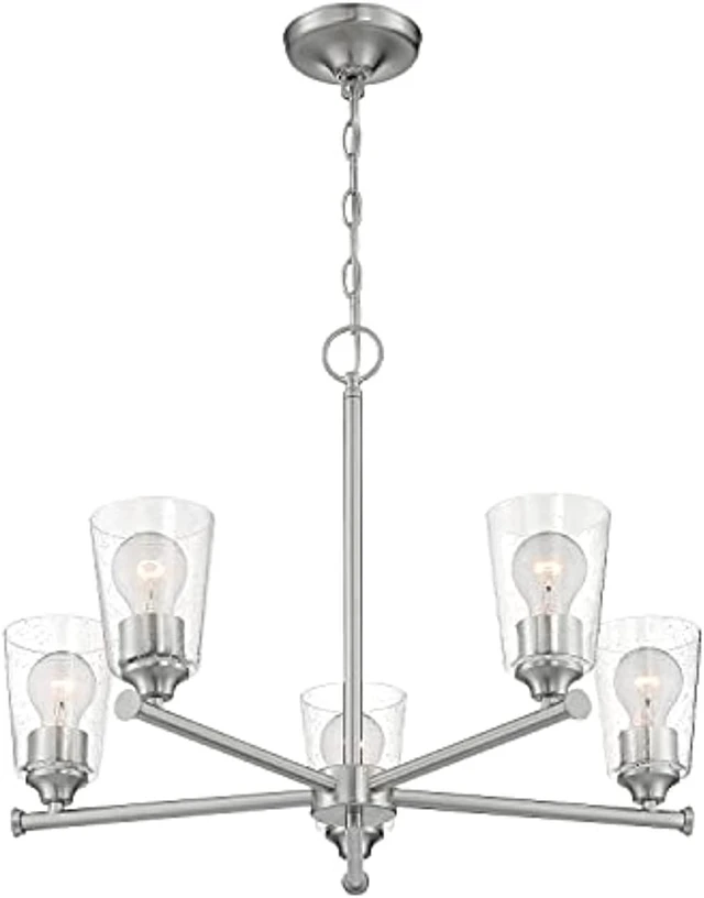 Main image of nuvo 60/7185 bransel light fixture, 5lt chandelier, brushed nickel
