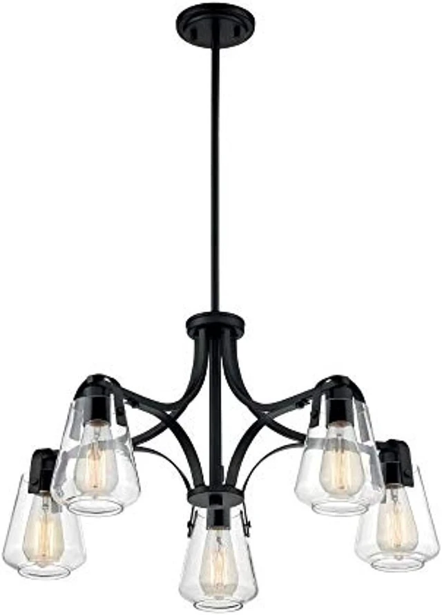 Main image of nuvo 60/7105 skybridge 5 light chandelier fixture,matte black