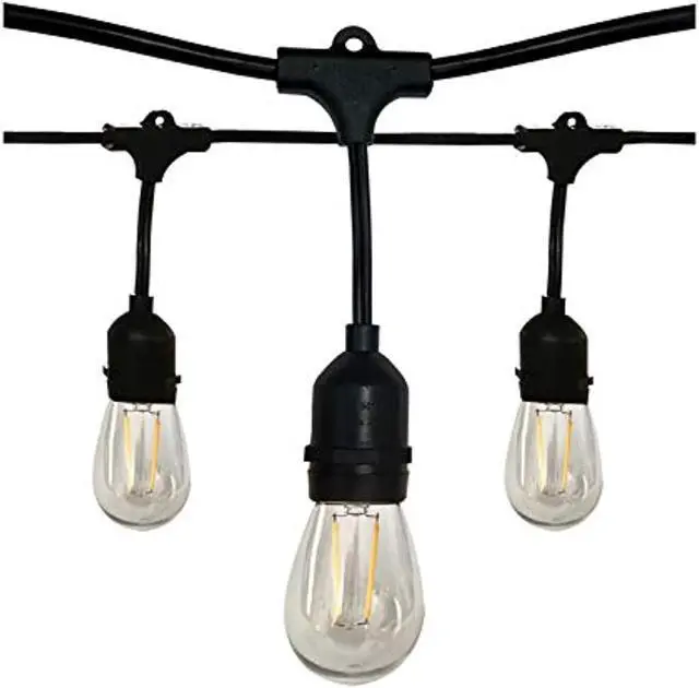 Alt view image 8 of 8 - 24Ft Outdoor LED String Lights 12W S14 Warm White Bulb w/ 12 Bulbs