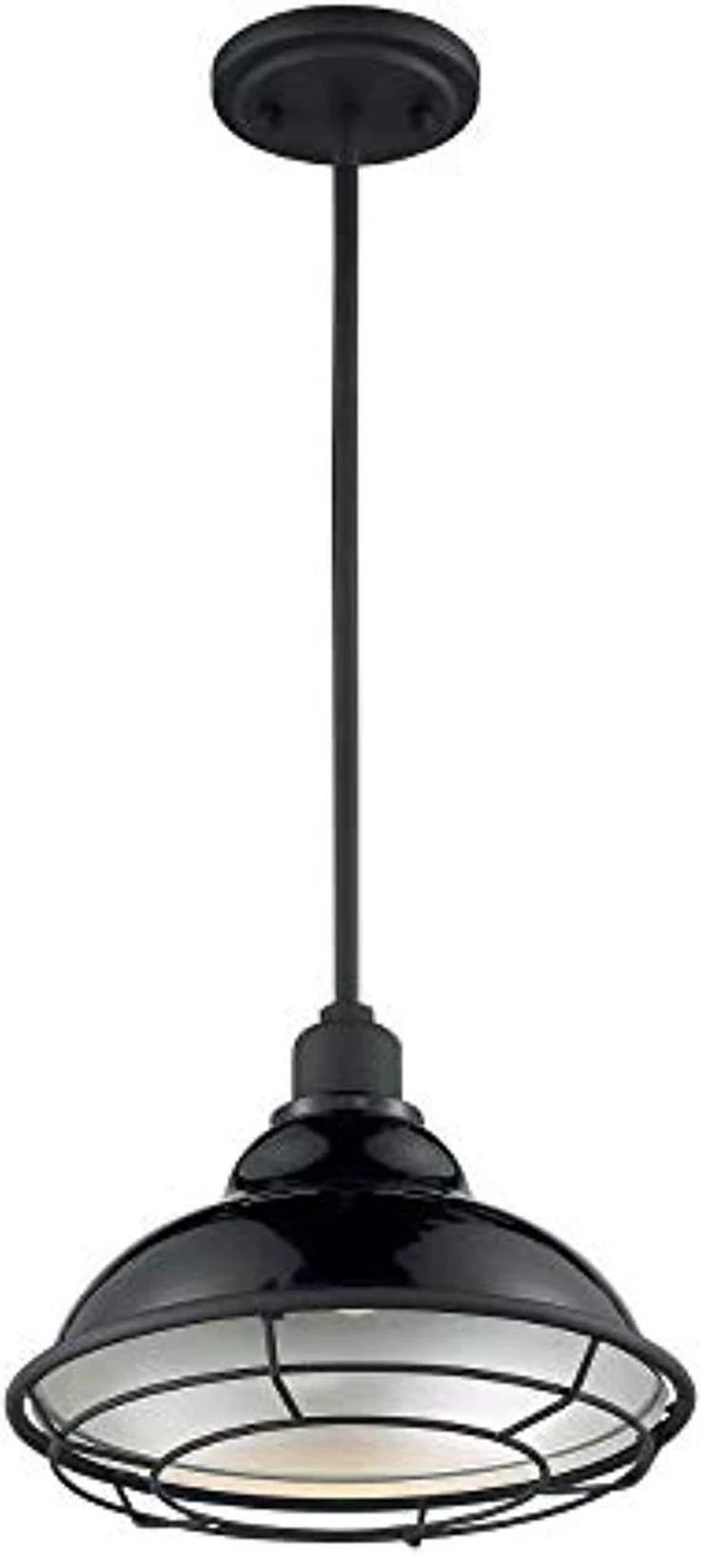 Main image of nuvo lighting 60/7004 newbridge - 1 light large pendant, gloss black/silver finish