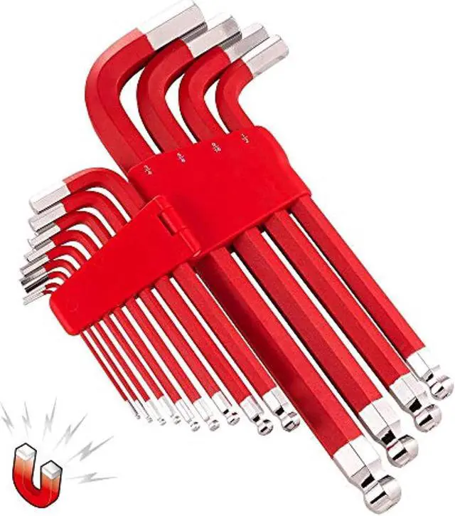 Main image of powerbuilt 13 piece sae jumbo long point magnetic hex key wrench, allen hex key wrench, 5/64"- 3/4" - 941641