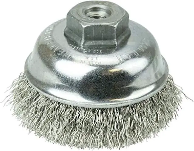 Alt view image 3 of 4 - WEILER 13182 3-1/2" Crimped Wire Cup Brush .014" Stainless Steel Fill M10x1.25