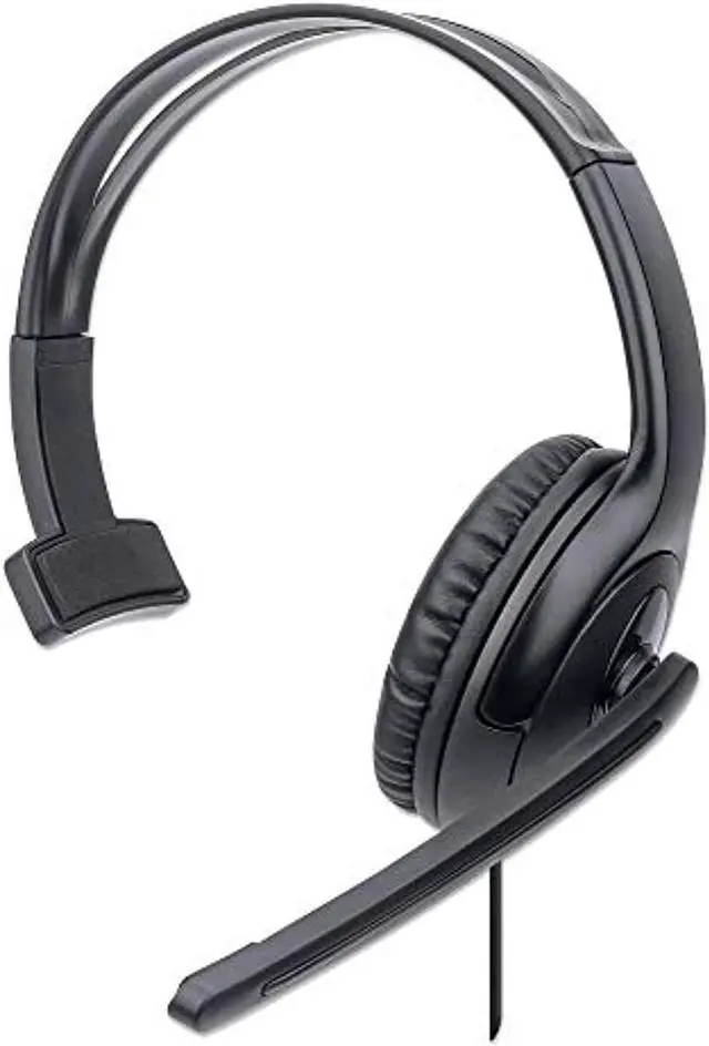Alt view image 9 of 9 - Manhattan Mono USB Headset - Mono - USB Type A - Wired - 32 Ohm - 20 Hz - 20 kHz - Over-the-head - Monaural - Circumaural - 4.92 ft Cable - Uni-directional Microphone - Black
