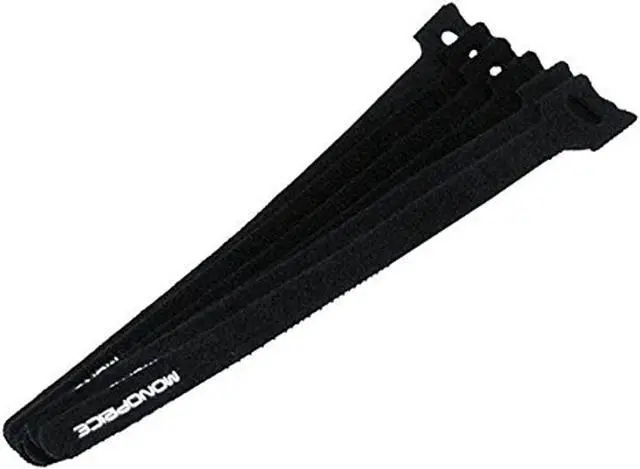Alt view image 9 of 12 - Monoprice Hook and Loop Fastening Cable Ties, 9in, 100 pcs/pack, Black