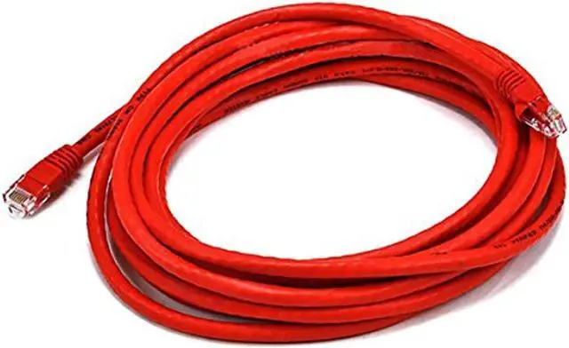 Alt view image 7 of 11 - Monoprice Cat5e Ethernet Patch Cable - Network Internet Cord - RJ45, Stranded, 350Mhz, UTP, Pure Bare Copper Wire, 24AWG, 14ft, Red