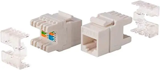 Alt view image 7 of 8 - Monoprice Cat6 Punch Down Short Body 180-Degree Keystone Jack for 22-24AWG Solid Wire, White