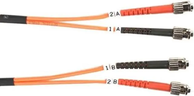 Alt view image 5 of 9 - Black Box FO625-001M-STST Connect OM1 62.5-Micron Multimode Fiber Optic Patch Cable - OFNR PVC, ST-ST, Orange, 1-m (3.2-ft.)