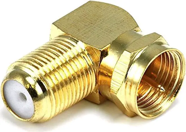Alt view image 6 of 9 - Monoprice F Type Right Angle Female to Male Adapter - Gold Plated