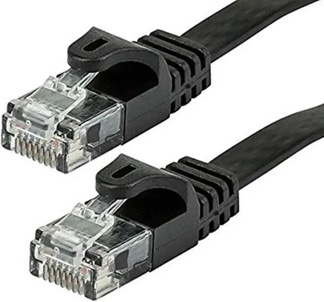 Alt view image 2 of 7 - Monoprice Flat Cat6 Ethernet Patch Cable - 2 Feet - Black, Snagless RJ45, Flat, 550MHz, UTP, Pure Bare Copper Wire, 30AWG - Flexboot Series