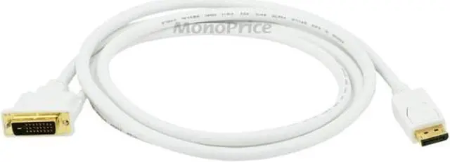 Alt view image 12 of 16 - Monoprice 6ft Gold Plated 28AWG DisplayPort to DVI Cable - White