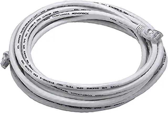 Alt view image 9 of 12 - Monoprice Cat5e Ethernet Patch Cable - Network Internet Cord - RJ45, Stranded, 350Mhz, UTP, Pure Bare Copper Wire, 24AWG, 14ft, White