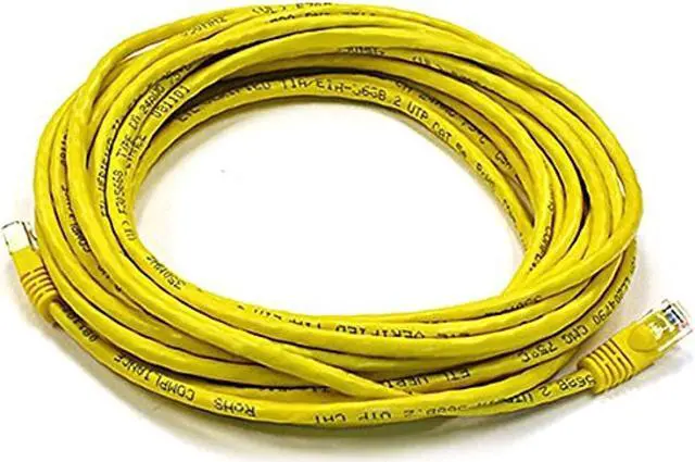 Alt view image 13 of 16 - Monoprice Cat5e Ethernet Patch Cable - 25 Feet - Yellow | Network Internet Cord - RJ45, Stranded, 350Mhz, UTP, Pure Bare Copper Wire, 24AWG