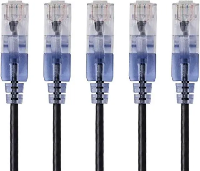 Alt view image 8 of 8 - Monoprice SlimRun Cat6A Ethernet Patch Cable - Network Internet Cord - RJ45, Stranded, UTP, Pure Bare Copper Wire, 30AWG, 2ft, Black, 5-Pack