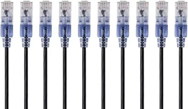 Alt view image 6 of 12 - Monoprice SlimRun Cat6A Ethernet Patch Cable - Network Internet Cord - RJ45, Stranded, UTP, Pure Bare Copper Wire, 30AWG, 2ft, Black, 10-Pack