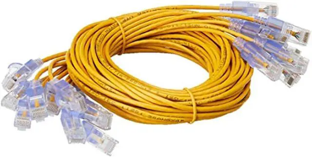 Alt view image 3 of 8 - Monoprice Cat6A Ethernet Patch Cable - 5 Feet - Yellow (10 Pack) Snagless RJ45 550Mhz UTP Pure Bare Copper Wire 10G 30AWG - SlimRun Series