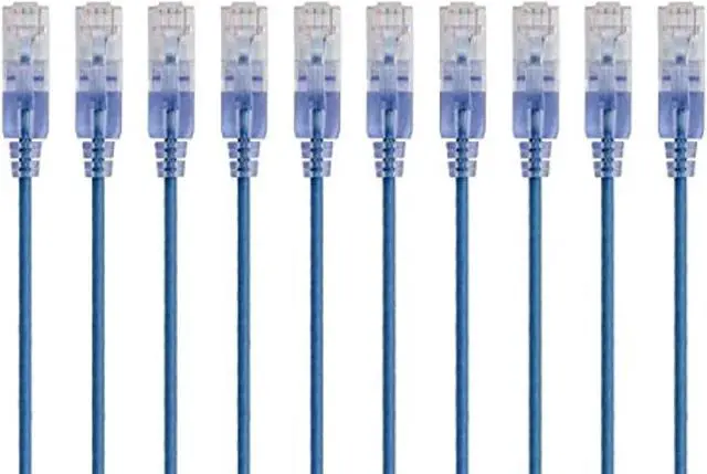 Alt view image 8 of 9 - Monoprice SlimRun Cat6A Ethernet Patch Cable - Network Internet Cord - RJ45, 550Mhz, UTP, Pure Bare Copper Wire, 10G, 30AWG, 7ft, Blue, 10-Pack