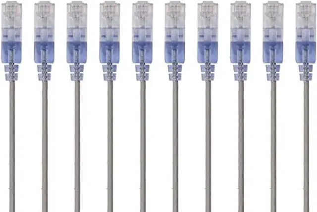 Main image of Monoprice Cat6A Ethernet Patch Cable - 5 Feet - Gray | Network Internet Cord - RJ45, 550Mhz, UTP, Pure Bare Copper Wire, 10G, 30AWG, 10-Pack - SlimRun Series