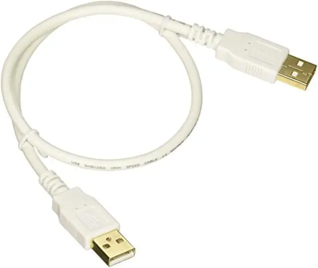 Alt view image 3 of 7 - Monoprice USB 2.0 Cable - 1.5 Feet - White | USB Type-A Male to USB Type-A Male, 28/24AWG, Gold Plated, 480 Mbps