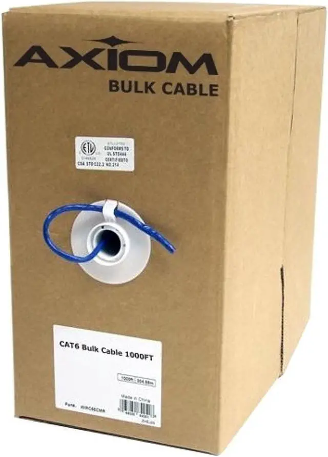 Alt view image 3 of 3 - Axiom C6BCS-G1000P-AX Cat6 23Awg 4-Pair Solid 550Mhz Plenum Cable Spool 1000Ft (Gray)