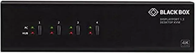 Alt view image 3 of 3 - Black Box KV6224DP KVM Switch - Dual-Monitor, DisplayPort 1.2, 4K 60Hz, USB 3.0 Hub, Audio