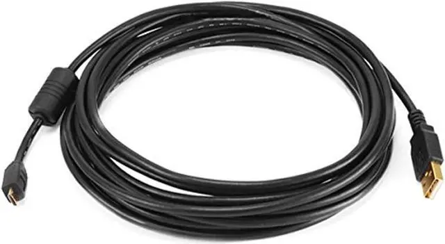 Alt view image 9 of 9 - Monoprice USB 2.0 Cable - 15 Feet - Black | USB Type-A Male to Micro Type-B 5-pin Male 28/24AWG Cable with Ferrite Core, Gold Plated