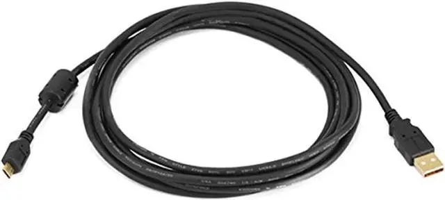 Alt view image 8 of 12 - Monoprice USB 2.0 Cable - 10 Feet - Black | USB Type-A Male to Micro Type-B 5-pin Male 28/24AWG Cable with Ferrite Core, Gold Plated