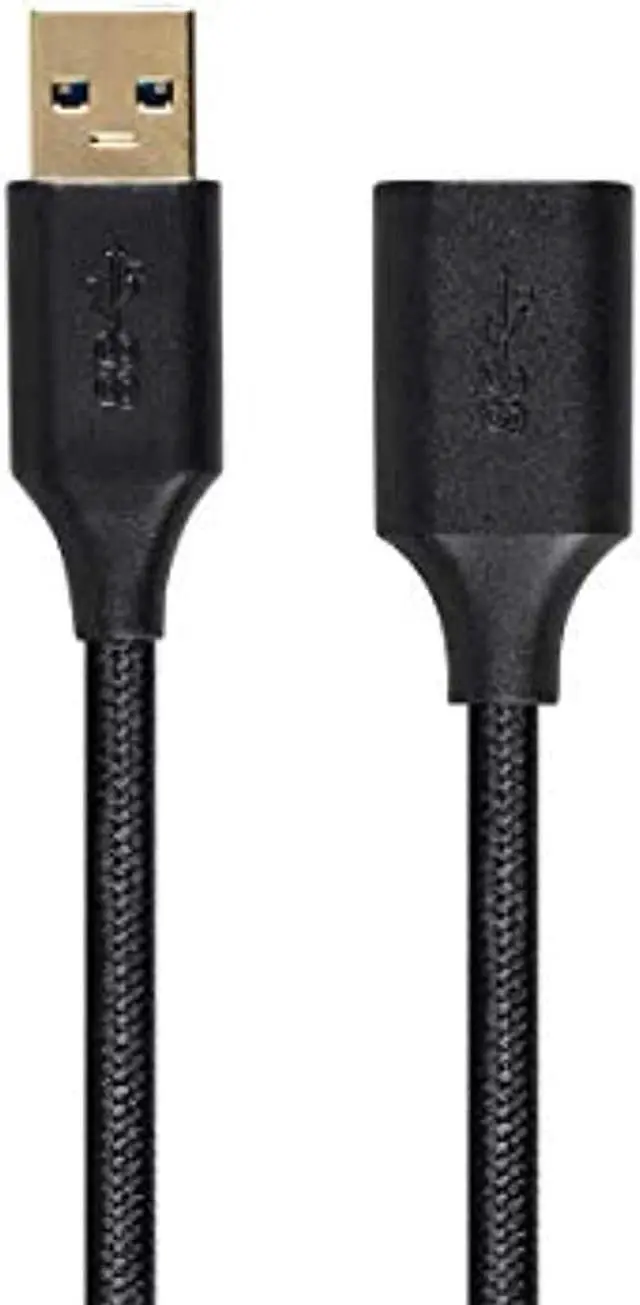 Alt view image 7 of 9 - Monoprice USB & Lightning Cable - 6 Feet - Black | USB 3.0 A Male to A Female Premium Extension Cable